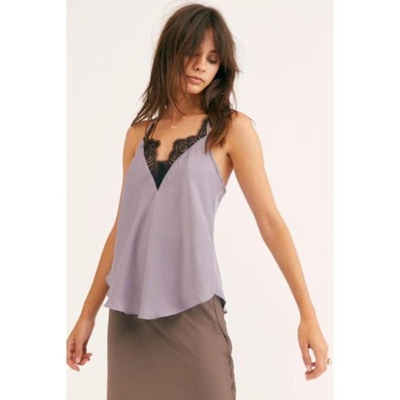 Free People Tops - Free People Lace Cami Light Purple Tank Top NWT